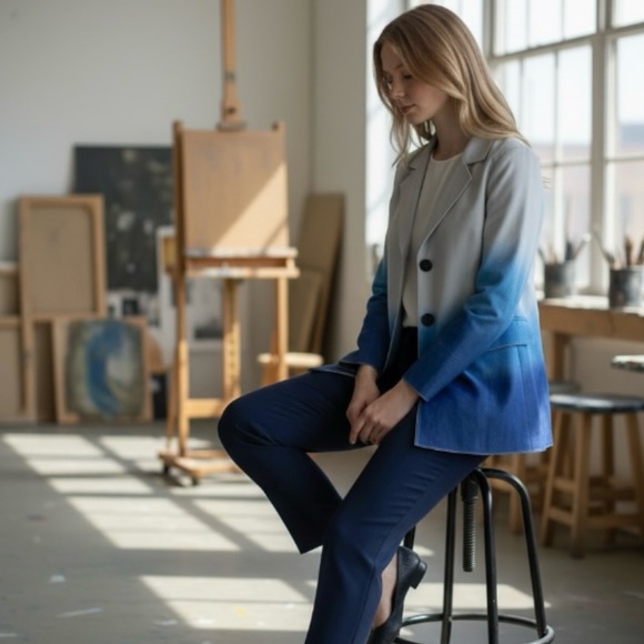 a’la carte Faux Suede Ombré Blazer Size Small - Picture 2 of 9